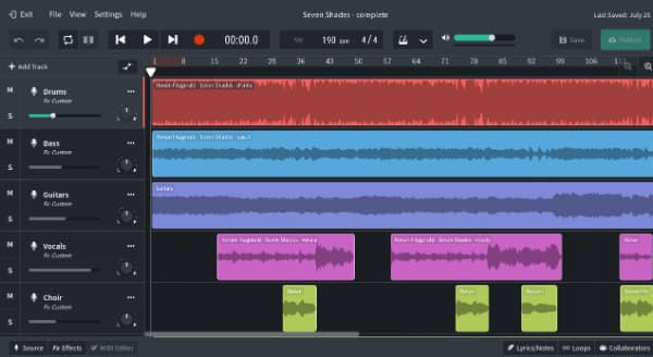 light audio recording completing seven shades