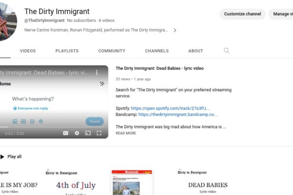 screeshot of the dirty immigrant's youtube channel taht caused problems with YouTube content ID