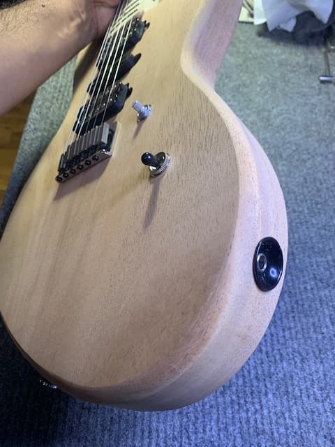 unfinished custom partscaster showing the jack